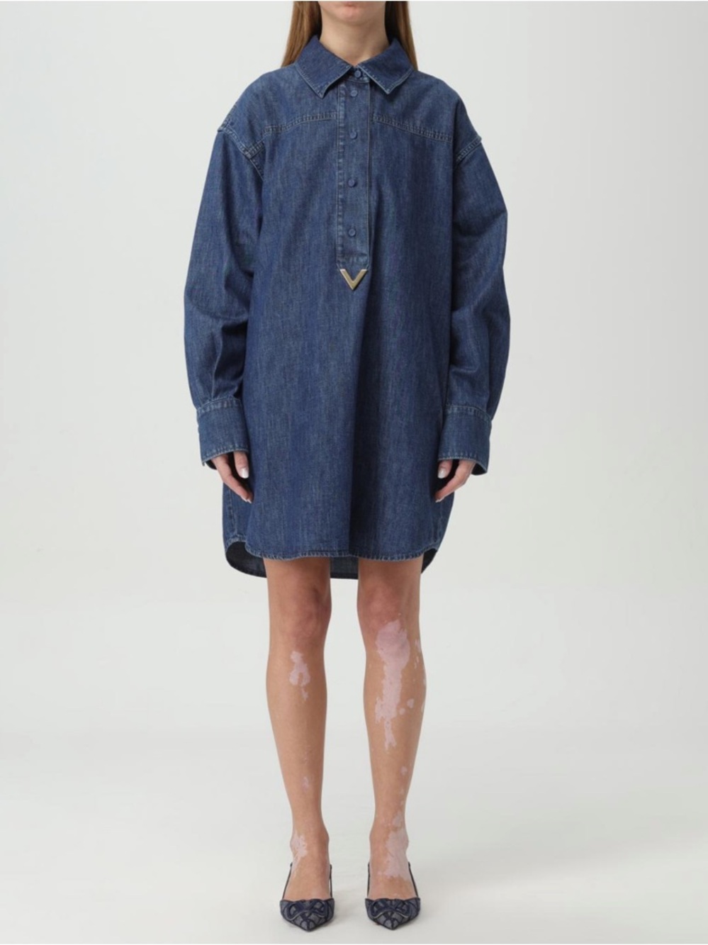 Valentino Blue Denim Long Sleeve Tunic Dress